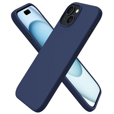 ORNARTO Compatible with iPhone 15 Case 61 Slim Liquid Silicone 3 Layers Full Covered Soft Gel Rubber Phone Case AntiScratch Shockproof Protective Cover 61 Inch Dark Blue