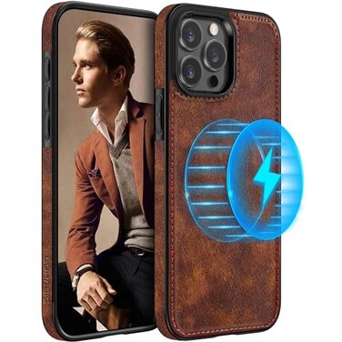 LOHASIC for iPhone 15 Pro Max Leather Case Compatible with Magsafe Slim Luxury PU NonSlip Grip Rugged Bumper Shockproof Full Body Protective Cover Phone Cases for iPhone 15 Pro Max 67 inch Brown