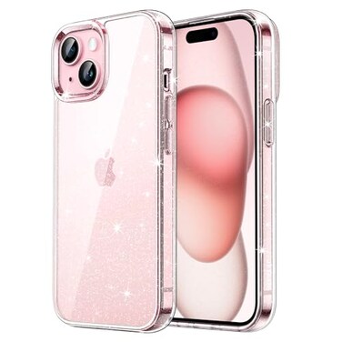 JETech Glitter Case for iPhone 15 61Inch Bling Sparkle Shockproof Phone Bumper Cover Cute Sparkly for Women and Girls Clear