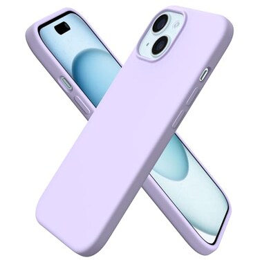 ORNARTO Compatible with iPhone 15 Case 61 Slim Liquid Silicone 3 Layers Full Covered Soft Gel Rubber Phone Case AntiScratch Shockproof Protective Cover 61 Inch Pastel Lilac