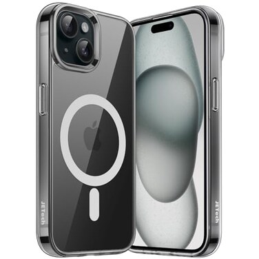 JETech Magnetic Case for iPhone 15 61Inch Compatible with MagSafe Wireless Charging Shockproof Phone Bumper Cover AntiScratch Clear Back BlackWhite