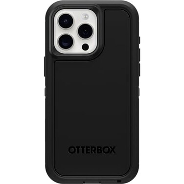 OtterBox iPhone 15 Pro MAX Only Defender Series XT Case Black Screenless Rugged Snaps to MagSafe Lanyard Attachment