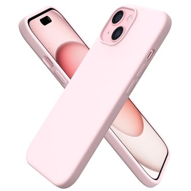 ORNARTO Compatible with iPhone 15 Case 61 Slim Liquid Silicone 3 Layers Full Covered Soft Gel Rubber Phone Case AntiScratch Shockproof Protective Cover 61 Inch Chalk Pink