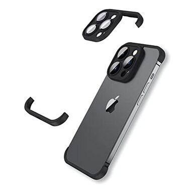 LEKEVO Frameless Fit for iPhone 15 Pro Max Bumper Case with Camera Lens Protector Slim Soft TPU Shockproof Phone Cover Minimalist Yet Protective Shell Black