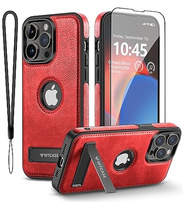 WTCASE Magnetic for iPhone 15 Pro Max Leather CaseBuiltin Invisible Stand Compatible with Magsafe Protective Slim Kickstand Phone Cover Compatible with iPhone 15 Pro Max 2023 67 Red