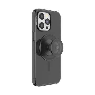 PopSockets iPhone 15 Pro Max Phone Case with MagSafe Wireless Charging Compatible Black Translucent Black