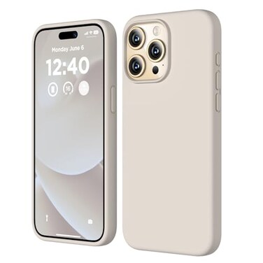 COFFKER Compatible with iPhone 15 Pro Max Case Liquid Silicone Case Full Body Shockproof Protective Cover Slim Thin Phone Case with Soft AntiScratch Microfiber Lining 67 inchStone