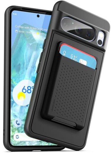 ENCASED Wallet Case for Google Pixel 8 Pro with Magnetic Card Holder Compatible with MagSafe Black