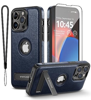WTCASE Magnetic for iPhone 15 Pro Max Leather CaseBuiltin Invisible Stand Compatible with Magsafe Protective Slim Kickstand Phone Cover Compatible with iPhone 15 Pro Max 2023 67 Blue
