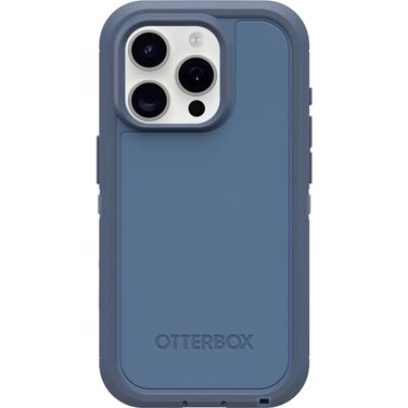 OtterBox iPhone 15 Pro Only Defender Series XT Case Baby Blue Jeans Blue Screenless Rugged Snaps to MagSafe Lanyard Attachment