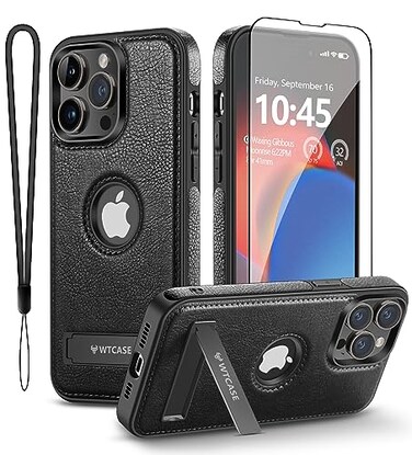WTCASE Magnetic for iPhone 15 Pro Max Leather CaseBuiltin Invisible Stand Compatible with Magsafe Protective Slim Kickstand Phone Cover Compatible with iPhone 15 Pro Max 2023 67 Black