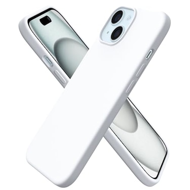 ORNARTO Compatible with iPhone 15 Case 61 Slim Liquid Silicone 3 Layers Full Covered Soft Gel Rubber Phone Case AntiScratch Shockproof Protective Cover 61 Inch White