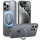 TORRAS Magnetic Ostand for iPhone 15 Pro Max Case Military Grade Drop TestedCompatible with MagSafeBuild in Kickstand Translucent Hard Back AntiFingerprint 67 2023 Natural Titanium Grey