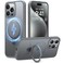 TORRAS Magnetic Ostand for iPhone 15 Pro Max Case Military Grade Drop TestedCompatible with MagSafeBuild in Kickstand Translucent Hard Back AntiFingerprint 67 2023 Natural Titanium Grey