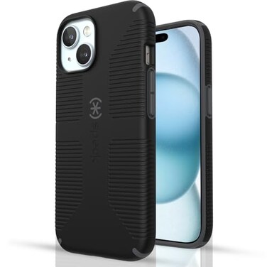 Speck MagSafe Case for iPhone 15 Plus Drop Camera Protection SoftTouch Secure Grip Wireless Charging Compatible 67 Inch iPhone 14 Plus Compatible Grip Black