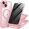 TIESZEN for iPhone 15 Case Compatible with MagSafe Builtin Privacy Screen Protector and Camera Protection Anti Spy Full Body Dustproof Shockproof Hard Phone Case 61 Pink