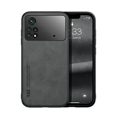 Kepuch Silklike Case for Xiaomi Poco M4 Pro 4G Cover Bumper Builtin Metal Plate for Xiaomi Poco M4 Pro 4G Black