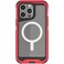 Ghostek Atomic Slim iPhone 15 Pro Max Case Aluminum Metal Bumper Cover with Clear BackShockproof iPhone Case NonSlip Grip Wireless Charging Compatible iPhone 15 Pro Max Case MagSafe 67Red