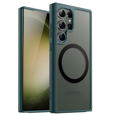 JETech Magnetic Case for Samsung Galaxy S23 Ultra 5G 68Inch Compatible with MagSafe Translucent Matte Back Shockproof Phone Cover Midnight Green