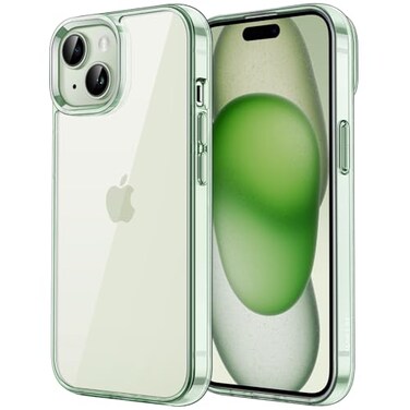JETech Case for iPhone 15 61Inch NonYellowing Shockproof Phone Bumper Cover AntiScratch Clear Back Green