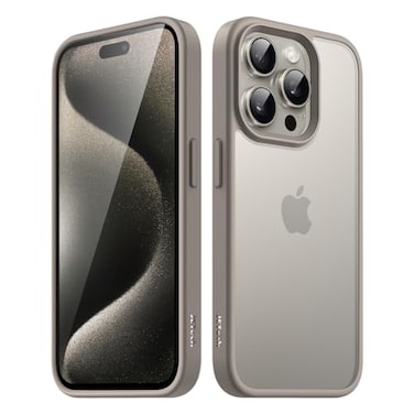JETech Matte Case for iPhone 15 Pro 61Inch Shockproof Military Grade Drop Protection Frosted Translucent Back Phone Cover AntiFingerprint Natural Titanium