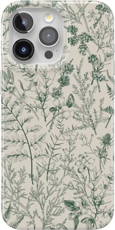 Casely iPhone 15 Pro Case Sage Garden Green Floral Compatible with MagSafe Classic Ultra Slim Design