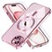 Misea Magnetic for iPhone 15 Case Compatible with MagSafe Never Yellowing Military Grade Drop Protection Full Camera Lens Protector Plating Soft Clear Phone Case for Women Pink