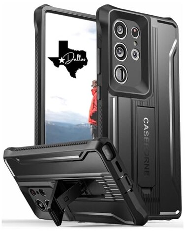 CaseBorne V Compatible with Samsung Galaxy S24 Ultra Case Extremely Rugged Military Grade 5Layer Construction with Builtin Stand Formerly ArmadilloTek Black