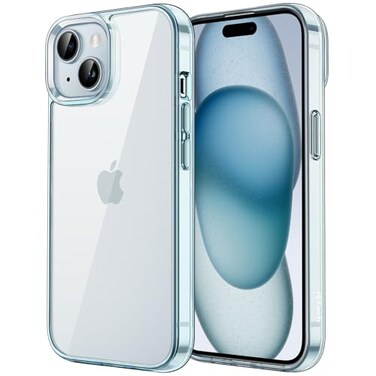 JETech Case for iPhone 15 61Inch NonYellowing Shockproof Phone Bumper Cover AntiScratch Clear Back Blue