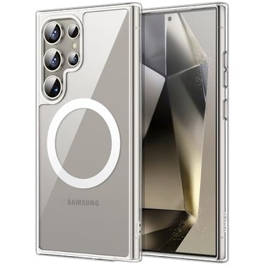 JETech Magnetic Case for Samsung Galaxy S24 Ultra 5G Compatible with MagSafe Shockproof Protective Phone Cover NonYellowing Hard Clear PC Back Clear