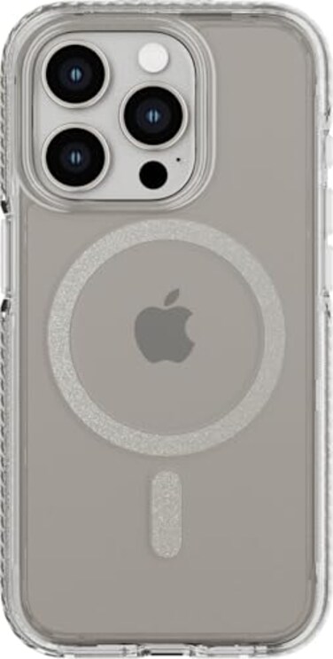 Tech21 Evo Crystal Case for iPhone 15 Pro Compatible with MagSafe Impact Protection Case with 15x Military Standard Rating Natural Titanium