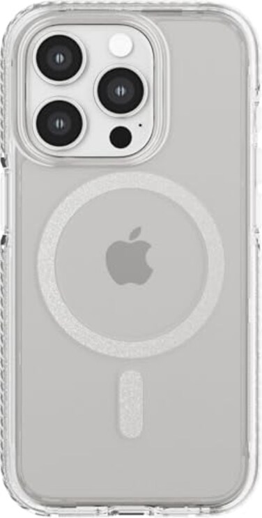 Tech21 Evo Crystal for iPhone 15 Pro Compatible with MagSafe Impact Protection Case White Titanium