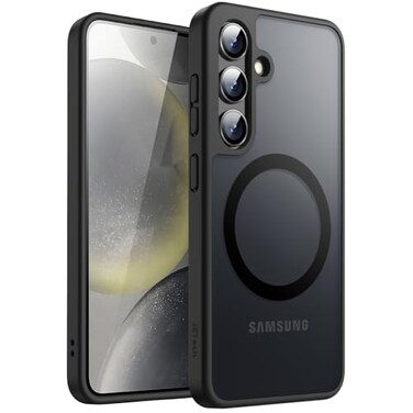 JETech Magnetic Case for Samsung Galaxy S24 5G Compatible with MagSafe Translucent Matte Back Shockproof Phone Cover Black