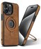 VAUSERDY Magnetic for iPhone 15 Pro Max Leather CaseInvisible Stand Compatible with Magsafe Slim Kickstand Phone Cove Brown iPhone 15 Pro Max