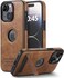 KSELF Leather Case for iPhone 1314 Protective Slim with Kickstand Builtin Invisible Stand Compatible with iPhone 1314 61 Brown