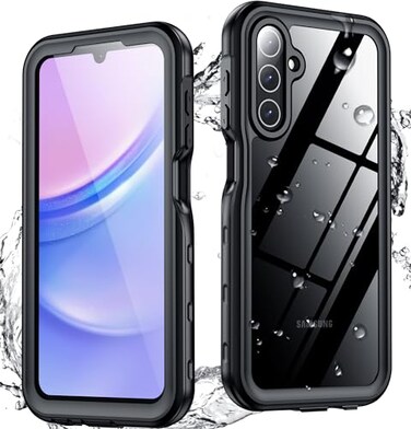 SPIDERCASE for Samsung Galaxy A15 5G Case Waterproof Full Heavy Duty Protection Builtin Screen Camera Lens Protector Military Shockproof Dustproof Drable Galaxy A15 5g Phone Case 65Black
