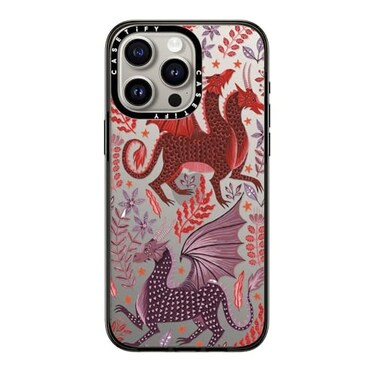 CASETiFY Compact Case for iPhone 15 Pro Max Lightweight 4 ft 2X Military Grade Drop ProtectionSlim Red Dragon Mythical Magic Clear Black