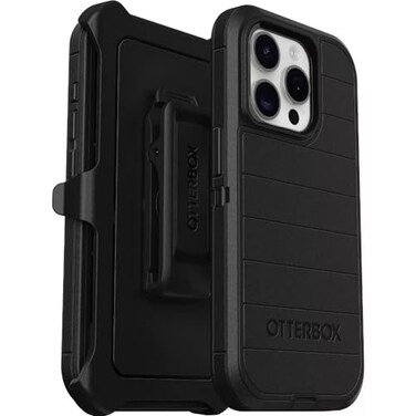 OtterBox iPhone 15 Pro Only Defender Series Case Black Screenless Rugged Durable with Port Protection Holster Clip Includes Microbial Defense Protection