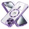Misea Magnetic for iPhone 15 Pro Max Case with MagSafe Never Yellowing Military Grade Drop Protection Full Camera Lens Protector Plating Soft Clear Phone Case for Women Girls Purple