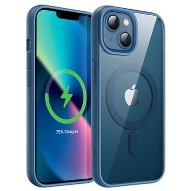 JETech Magnetic Case for iPhone 13 mini 54Inch Compatible with MagSafe Shockproof Phone Bumper Cover Solid Color Matte TPU Frame AntiScratch Clear Back Blue