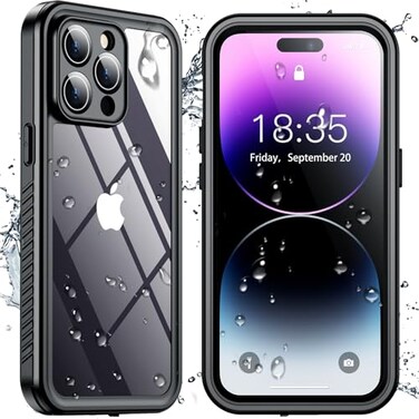 SPIDERCASE Only Designed for iPhone 14 Pro Case WaterproofBuiltin Lens Screen Protector Full Heavy Duty Protection12FT Military Shockproof Dustproof AntiScratched Phone CaseBlackClear