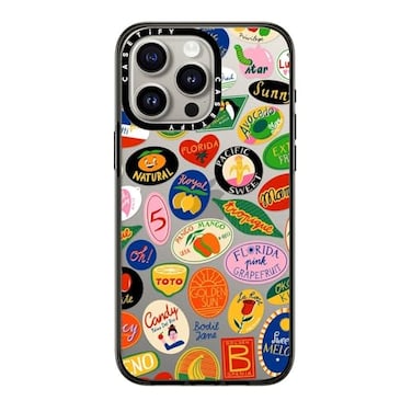 CASETiFY Compact iPhone 15 Pro Max Case 4 ft 2X Military Grade Drop ProtectionSlimLightweight Fruit Stickers Clear Black