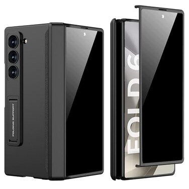 FODDOM PUROOM for Samsung Galaxy Z Fold 6 Case with Privacy Screen Protector Z Fold 6 Magnetic Hinge Coverage Protective AllInclusive Kickstand Shockproof Case Black