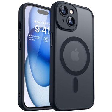 CANSHN Magnetic for iPhone 15 Case Upgraded Full Camera Protection Compatible with Magsafe Translucent Matte Shockproof Protective Phone Case for iPhone 15 61 Black