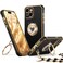 XYZ for iPhone 15 Case with Stand Phone Case with Double Ring Kickstand Women Girls Bling Luxury Protective Case Heart for iPhone 15 Black