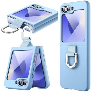 JETech Case ONLY for Galaxy Z Flip7FE 2025 Z Flip 6 2024 with Ring Hard PC Slim Shockproof AntiScratch Protective Phone Cover Blue