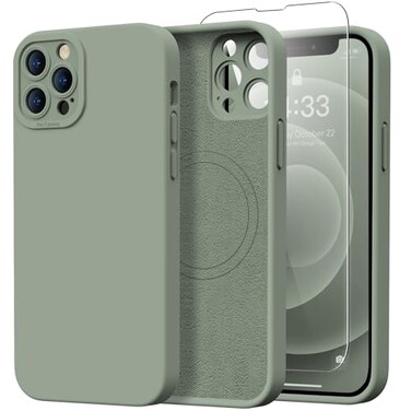Kiresen Designed for iPhone 12 Pro Max Case with Screen Protector Upgraded Camera Protection Wireless Charging Compatible Silicone Protective Phone Case 67 for Men Women GirlsPorcelain Blue