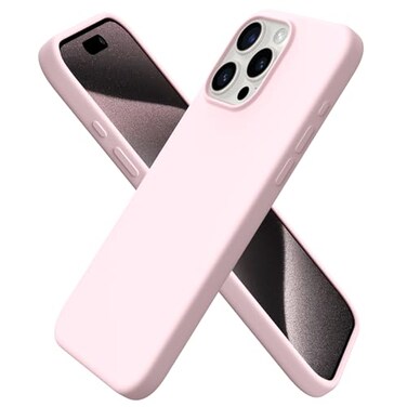 ORNARTO Compatible with iPhone 15 Pro Max Case 67 Slim Liquid Silicone 3 Layers Soft Gel Rubber Shockproof Protective Phone Case with AntiScratch Microfiber LiningChalk Pink