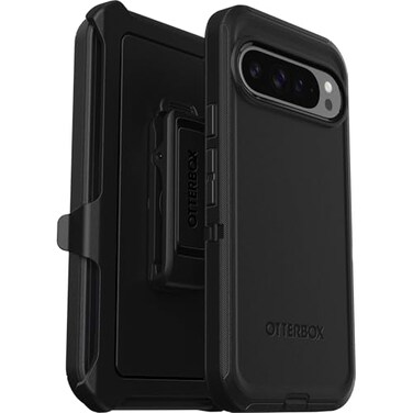 OtterBox Google Pixel 9 Pro XL Defender Series Case Black Rugged Durable with Port Protection Includes Holster Clip Kickstand Ships in Polybag