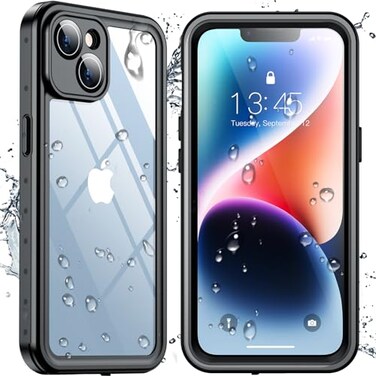 SPIDERCASE for iPhone 14 Case Waterproof Builtin Lens Screen Protector Full Heavy Duty Protection 12FT Military Shockproof Dustproof AntiScratched Phone CaseBlackClear